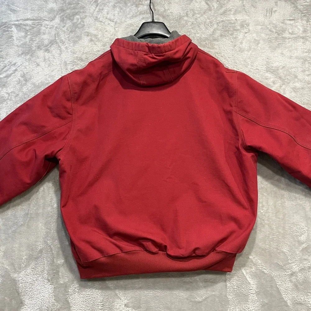 Carhartt Jacket Mens 2XL Red J158 DKR Thermal Lined Sandstone Active Hooded